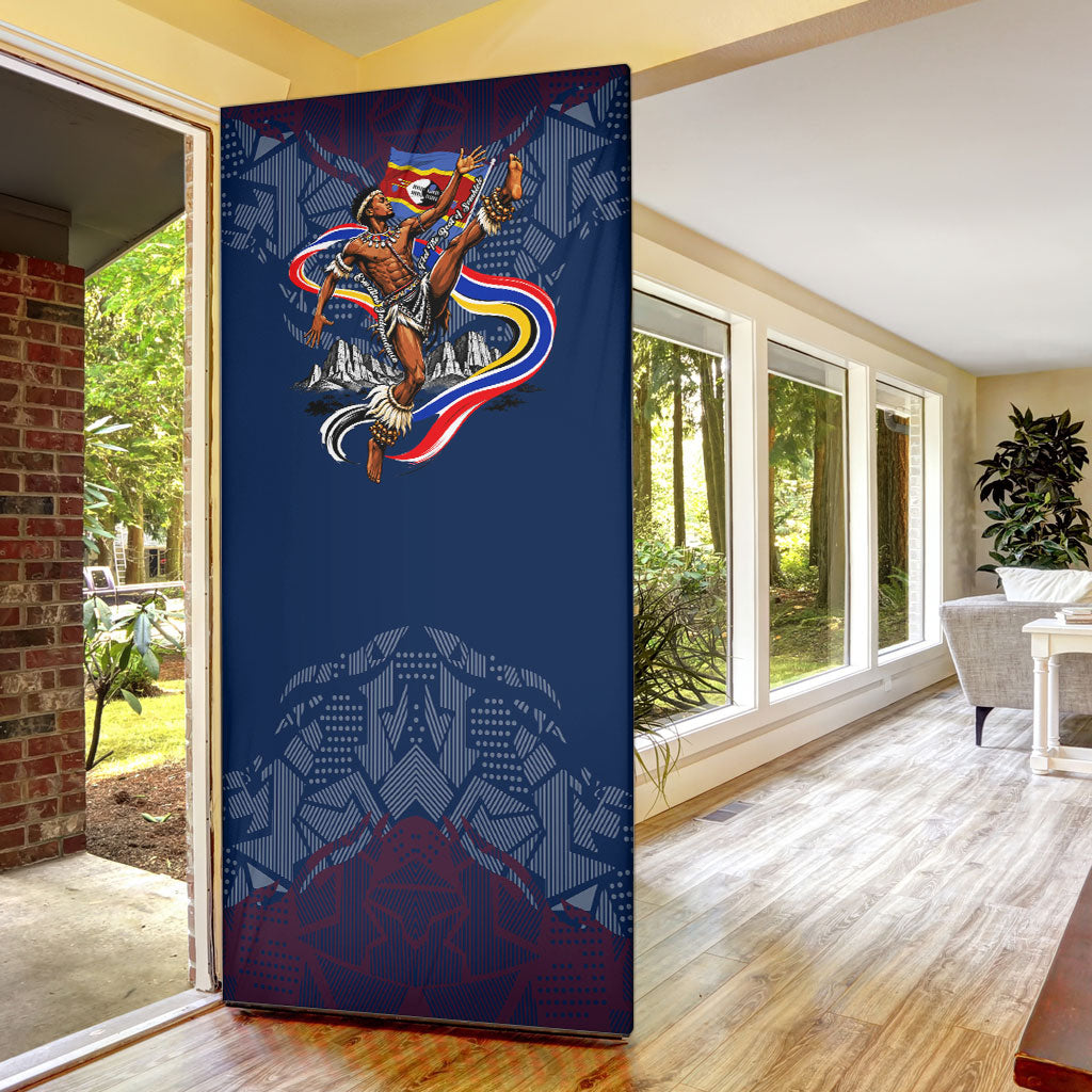 Eswatini Somhlolo Day Door Cover Swazi Flag Stamp Traditional Dancer African Heritage Graphic