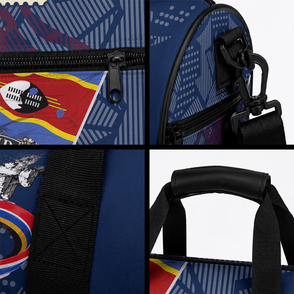 Eswatini Somhlolo Day Duffle Bag Swazi Flag Stamp Traditional Dancer African Heritage Graphic