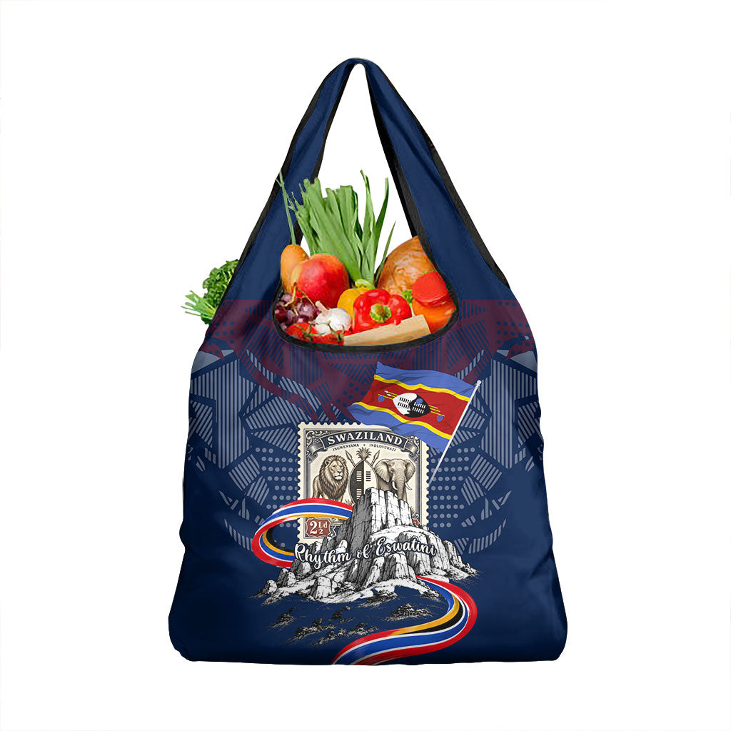 Eswatini Somhlolo Day Grocery Bag Swazi Flag Stamp Traditional Dancer African Heritage Graphic