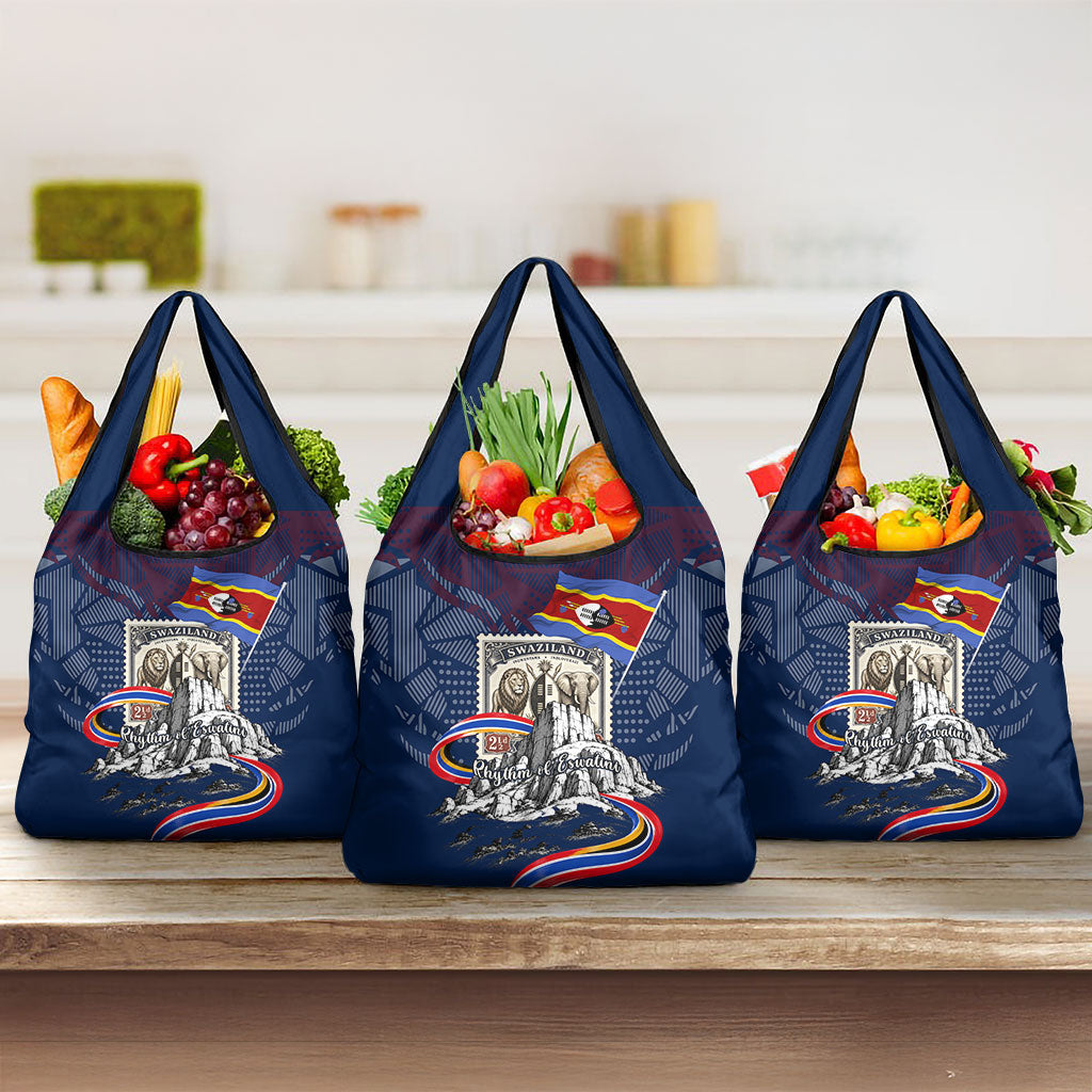 Eswatini Somhlolo Day Grocery Bag Swazi Flag Stamp Traditional Dancer African Heritage Graphic