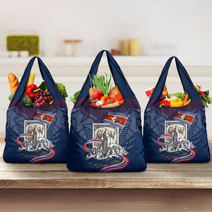 Eswatini Somhlolo Day Grocery Bag Swazi Flag Stamp Traditional Dancer African Heritage Graphic