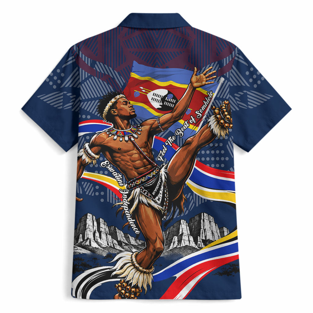 Eswatini Somhlolo Day Hawaiian Shirt Swazi Flag Stamp Traditional Dancer African Heritage Graphic