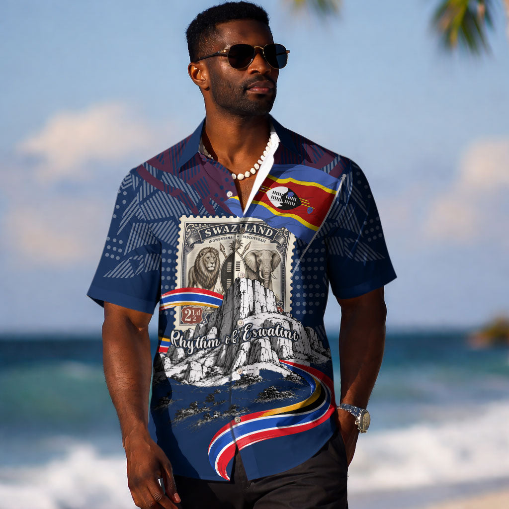 Eswatini Somhlolo Day Hawaiian Shirt Swazi Flag Stamp Traditional Dancer African Heritage Graphic