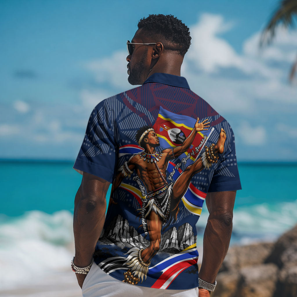 Eswatini Somhlolo Day Hawaiian Shirt Swazi Flag Stamp Traditional Dancer African Heritage Graphic