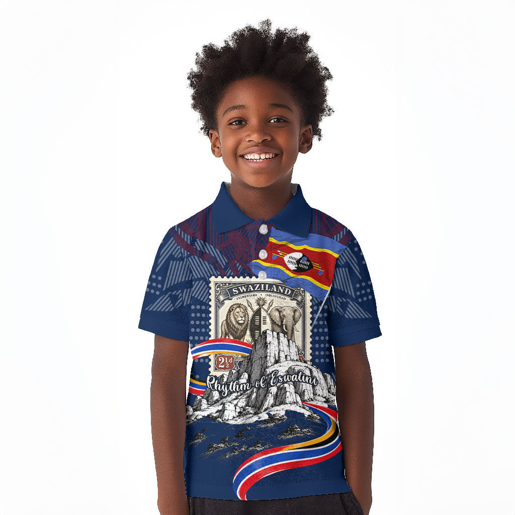 Eswatini Somhlolo Day Kid Polo Shirt Swazi Flag Stamp Traditional Dancer African Heritage Graphic