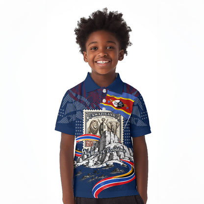 Eswatini Somhlolo Day Kid Polo Shirt Swazi Flag Stamp Traditional Dancer African Heritage Graphic
