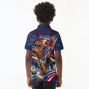 Eswatini Somhlolo Day Kid Polo Shirt Swazi Flag Stamp Traditional Dancer African Heritage Graphic