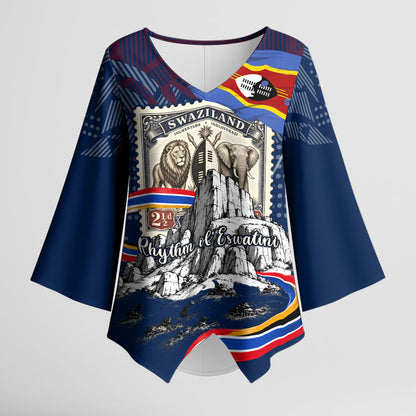 Eswatini Somhlolo Day Kimono Sleeve Blouse Swazi Flag Stamp Traditional Dancer African Heritage Graphic