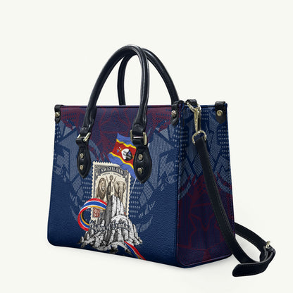 Eswatini Somhlolo Day Leather Bag Swazi Flag Stamp Traditional Dancer African Heritage Graphic