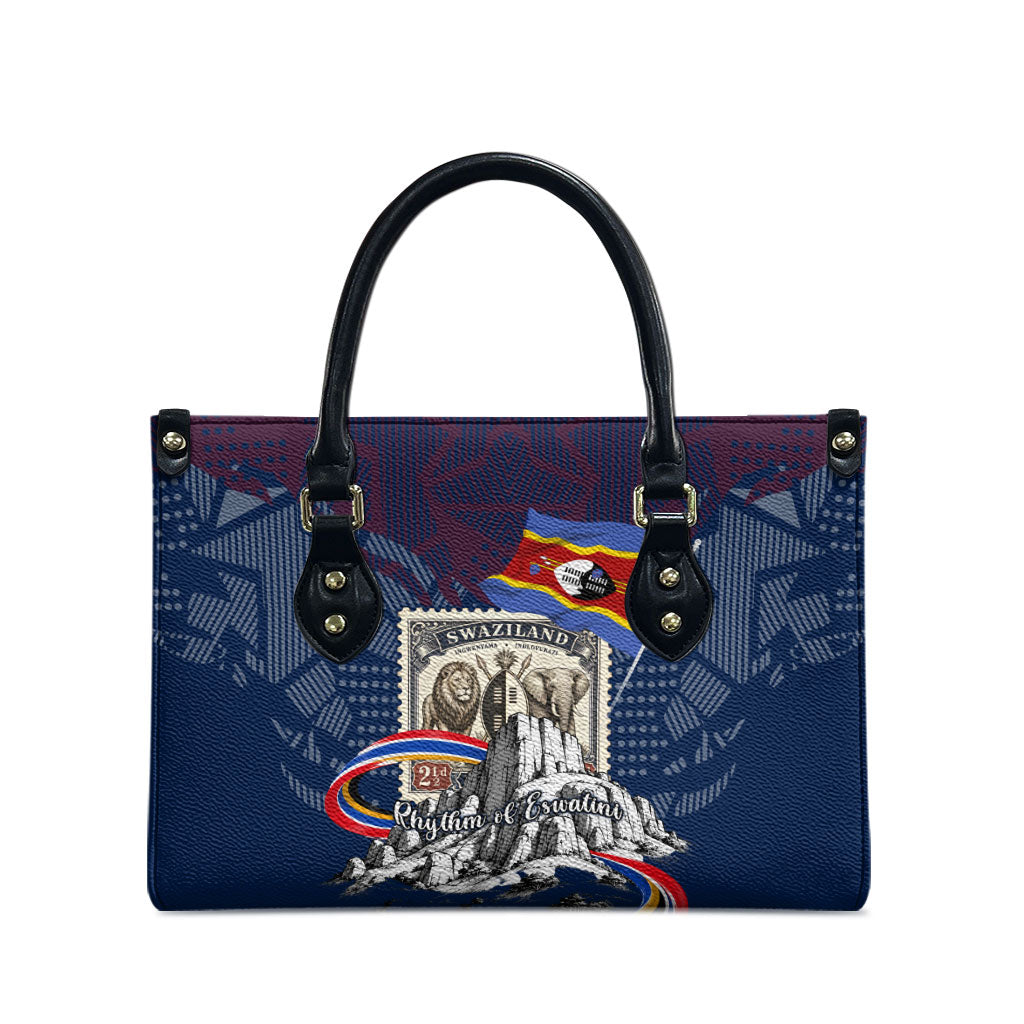 Eswatini Somhlolo Day Leather Bag Swazi Flag Stamp Traditional Dancer African Heritage Graphic