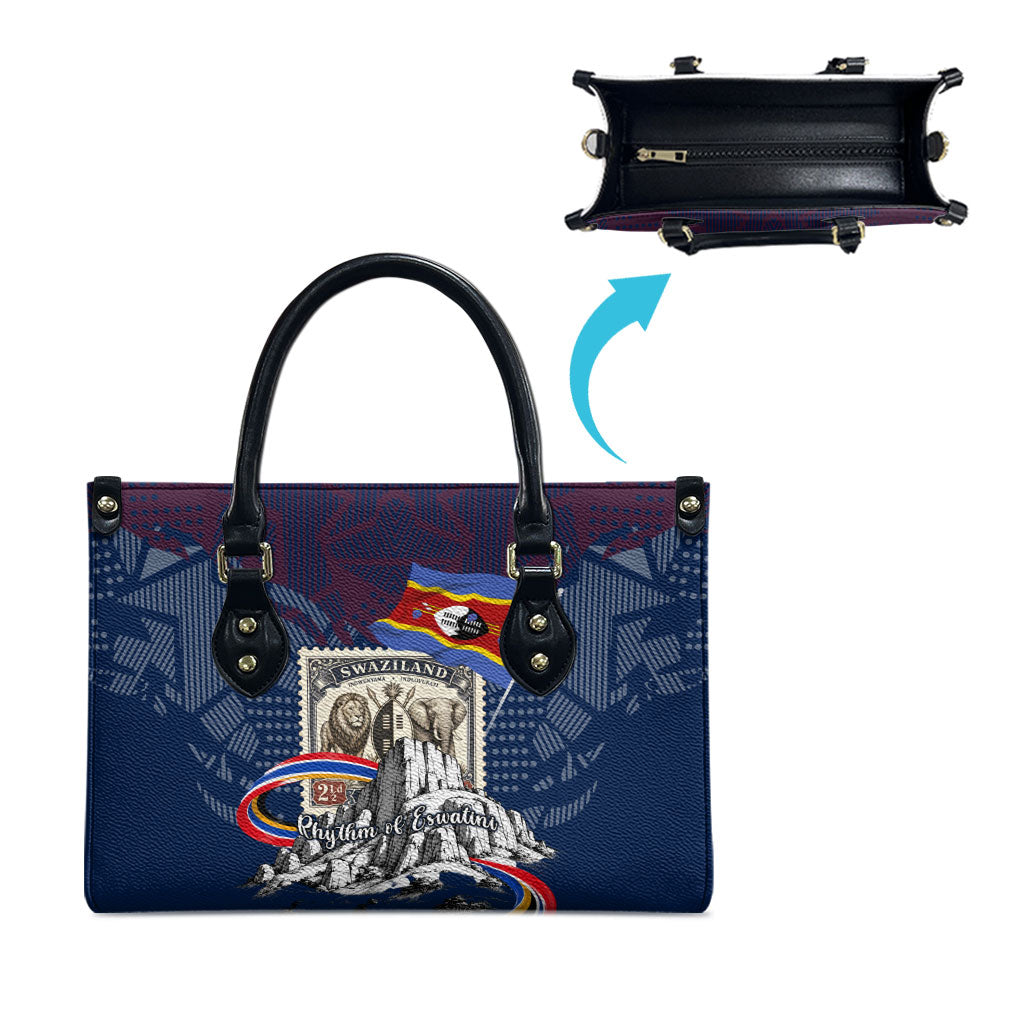 Eswatini Somhlolo Day Leather Bag Swazi Flag Stamp Traditional Dancer African Heritage Graphic