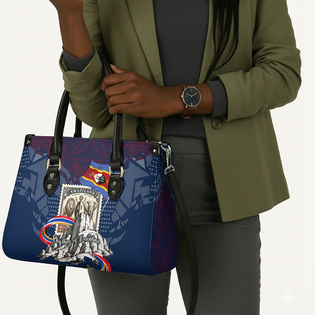 Eswatini Somhlolo Day Leather Bag Swazi Flag Stamp Traditional Dancer African Heritage Graphic