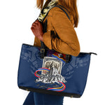 Eswatini Somhlolo Day Leather Tote Bag Swazi Flag Stamp Traditional Dancer African Heritage Graphic