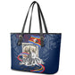 Eswatini Somhlolo Day Leather Tote Bag Swazi Flag Stamp Traditional Dancer African Heritage Graphic