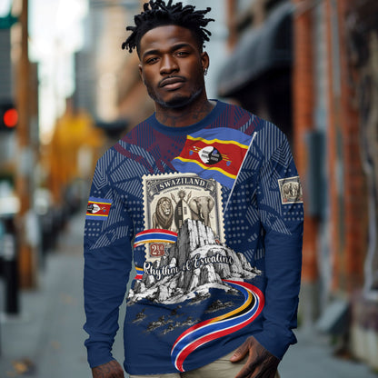Eswatini Somhlolo Day Long Sleeve Shirt Swazi Flag Stamp Traditional Dancer African Heritage Graphic
