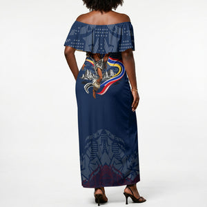 Eswatini Somhlolo Day Off Shoulder Maxi Dress Swazi Flag Stamp Traditional Dancer African Heritage Graphic