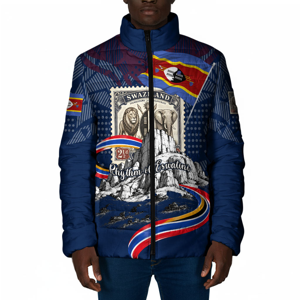 Eswatini Somhlolo Day Padded Jacket Swazi Flag Stamp Traditional Dancer African Heritage Graphic