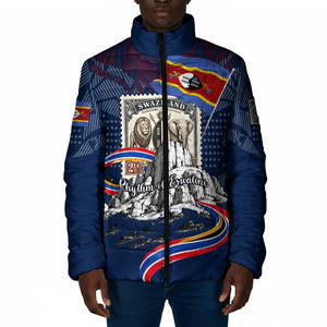 Eswatini Somhlolo Day Padded Jacket Swazi Flag Stamp Traditional Dancer African Heritage Graphic