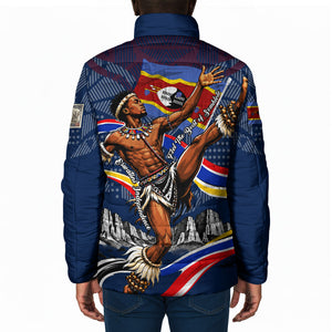 Eswatini Somhlolo Day Padded Jacket Swazi Flag Stamp Traditional Dancer African Heritage Graphic