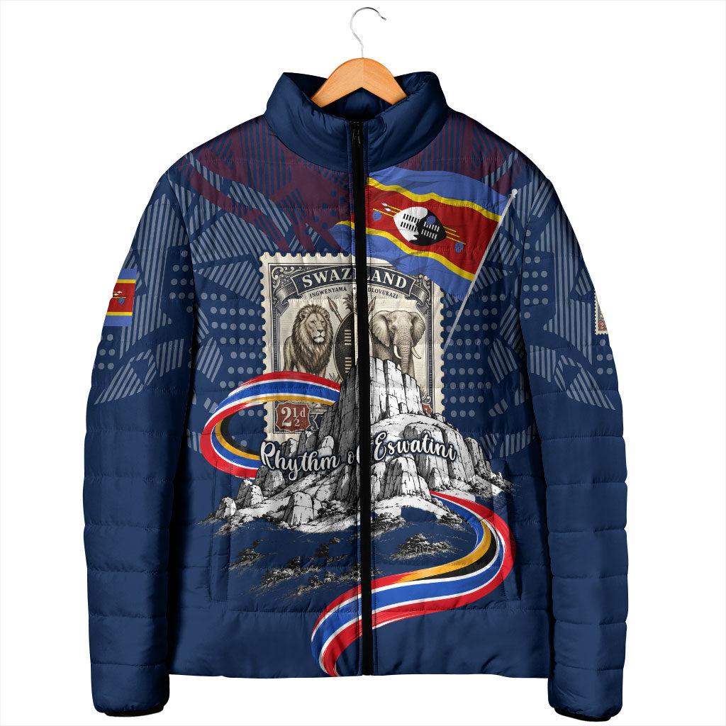 Eswatini Somhlolo Day Padded Jacket Swazi Flag Stamp Traditional Dancer African Heritage Graphic