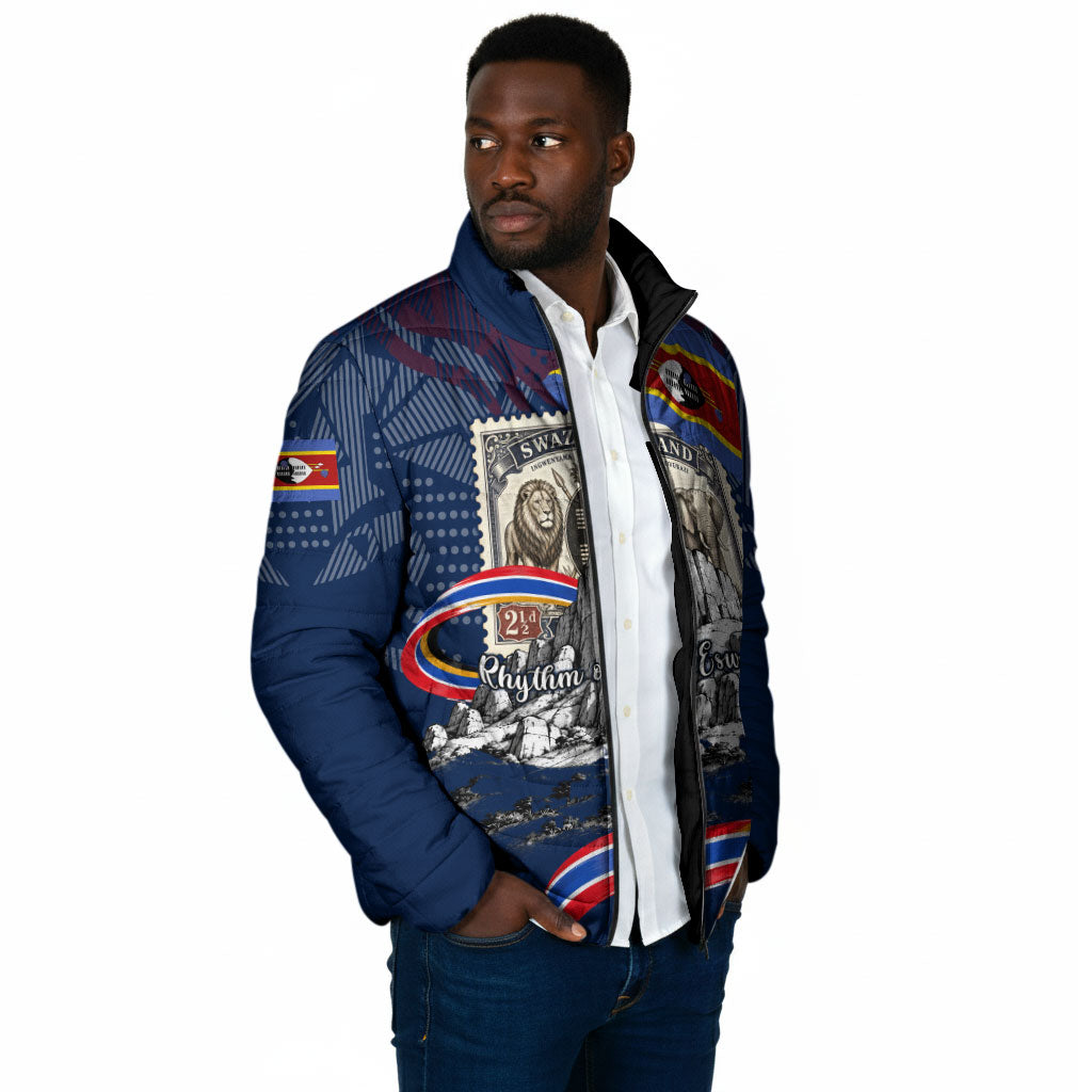 Eswatini Somhlolo Day Padded Jacket Swazi Flag Stamp Traditional Dancer African Heritage Graphic
