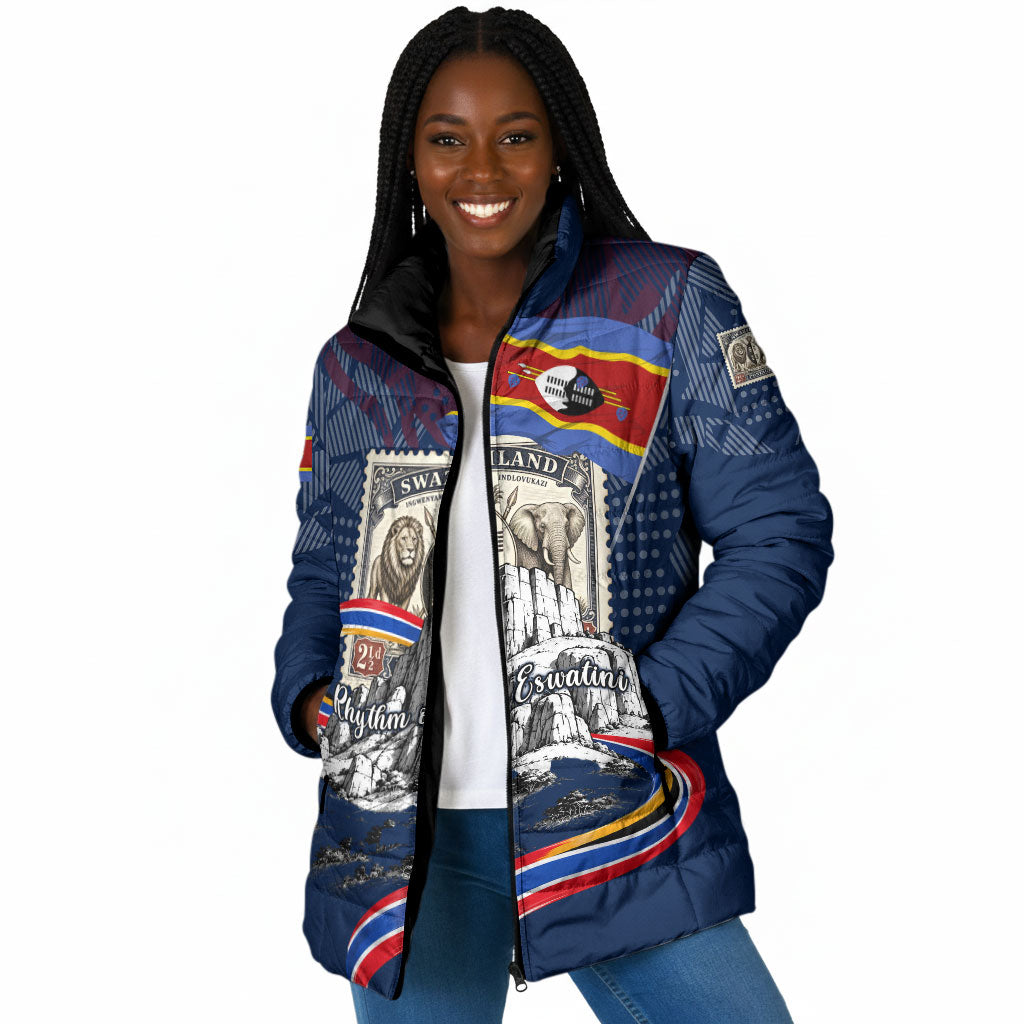 Eswatini Somhlolo Day Padded Jacket Swazi Flag Stamp Traditional Dancer African Heritage Graphic
