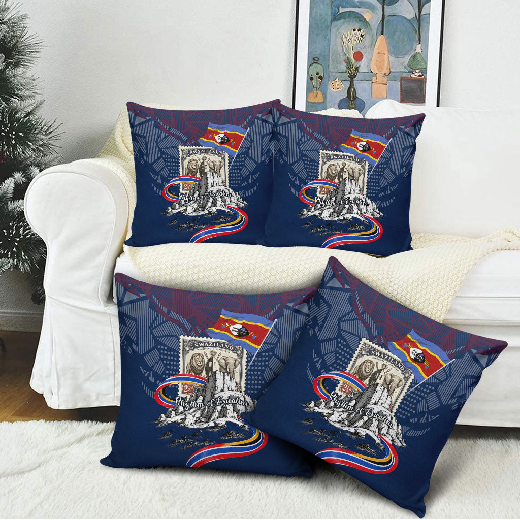 Eswatini Somhlolo Day Pillow Cover Swazi Flag Stamp Traditional Dancer African Heritage Graphic