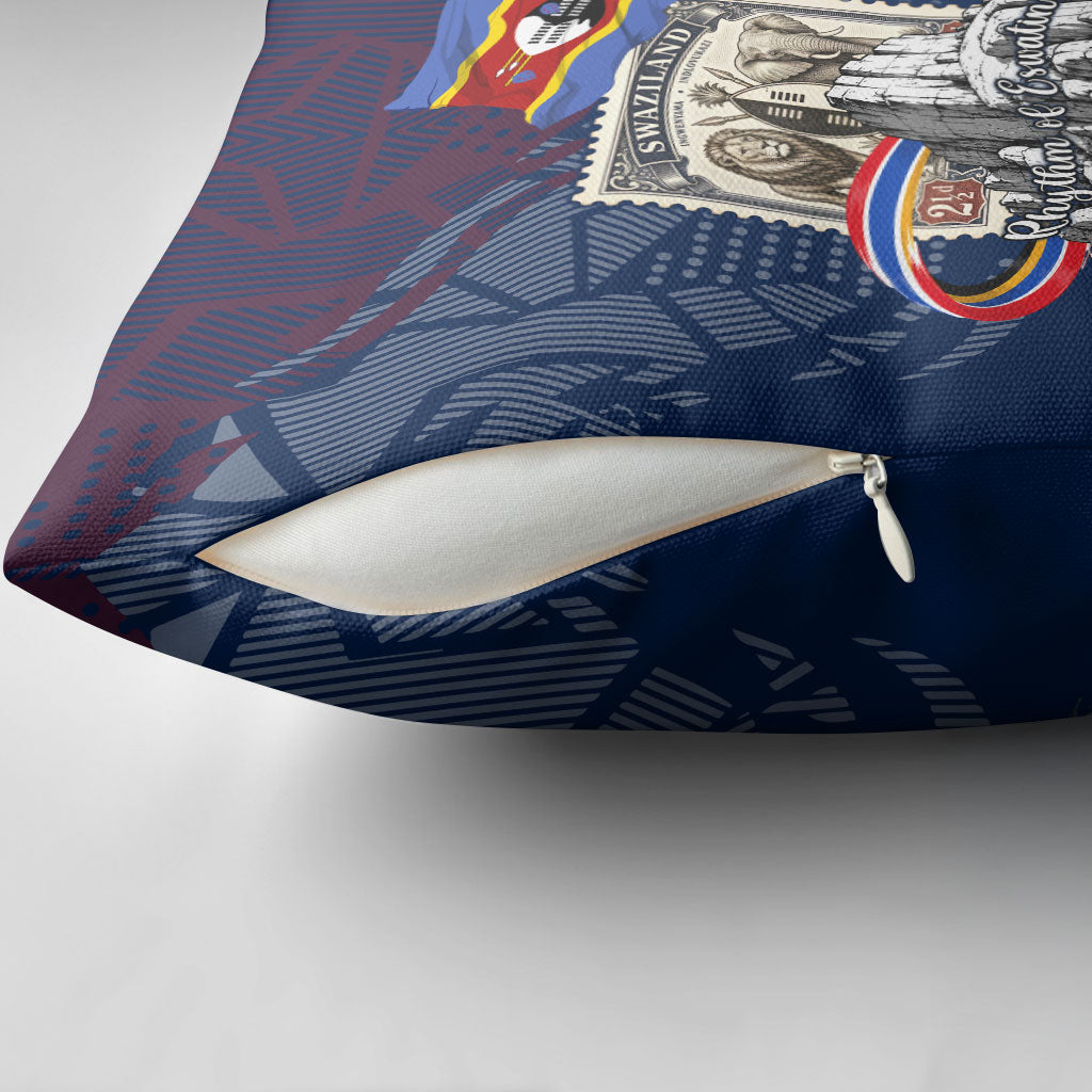 Eswatini Somhlolo Day Pillow Cover Swazi Flag Stamp Traditional Dancer African Heritage Graphic