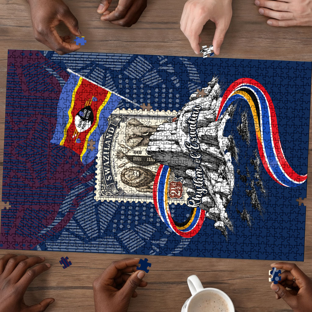 Eswatini Somhlolo Day Puzzle Swazi Flag Stamp Traditional Dancer African Heritage Graphic