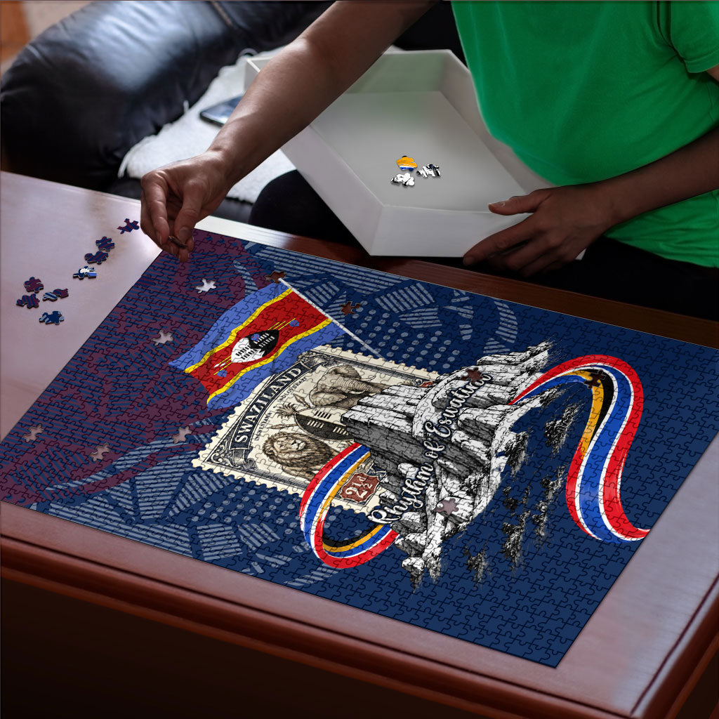 Eswatini Somhlolo Day Puzzle Swazi Flag Stamp Traditional Dancer African Heritage Graphic