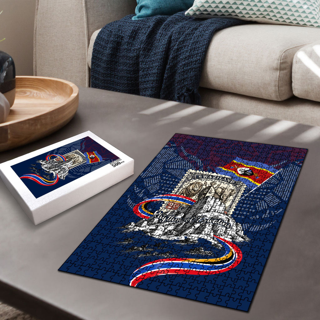 Eswatini Somhlolo Day Puzzle Swazi Flag Stamp Traditional Dancer African Heritage Graphic