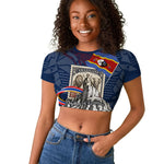 Eswatini Somhlolo Day Raglan Cropped T shirt Swazi Flag Stamp Traditional Dancer African Heritage Graphic