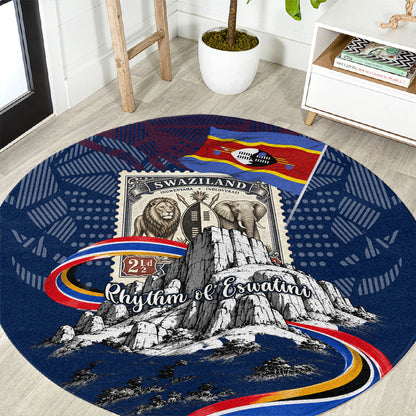 Eswatini Somhlolo Day Round Carpet Swazi Flag Stamp Traditional Dancer African Heritage Graphic