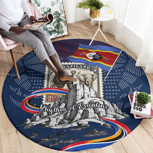Eswatini Somhlolo Day Round Carpet Swazi Flag Stamp Traditional Dancer African Heritage Graphic