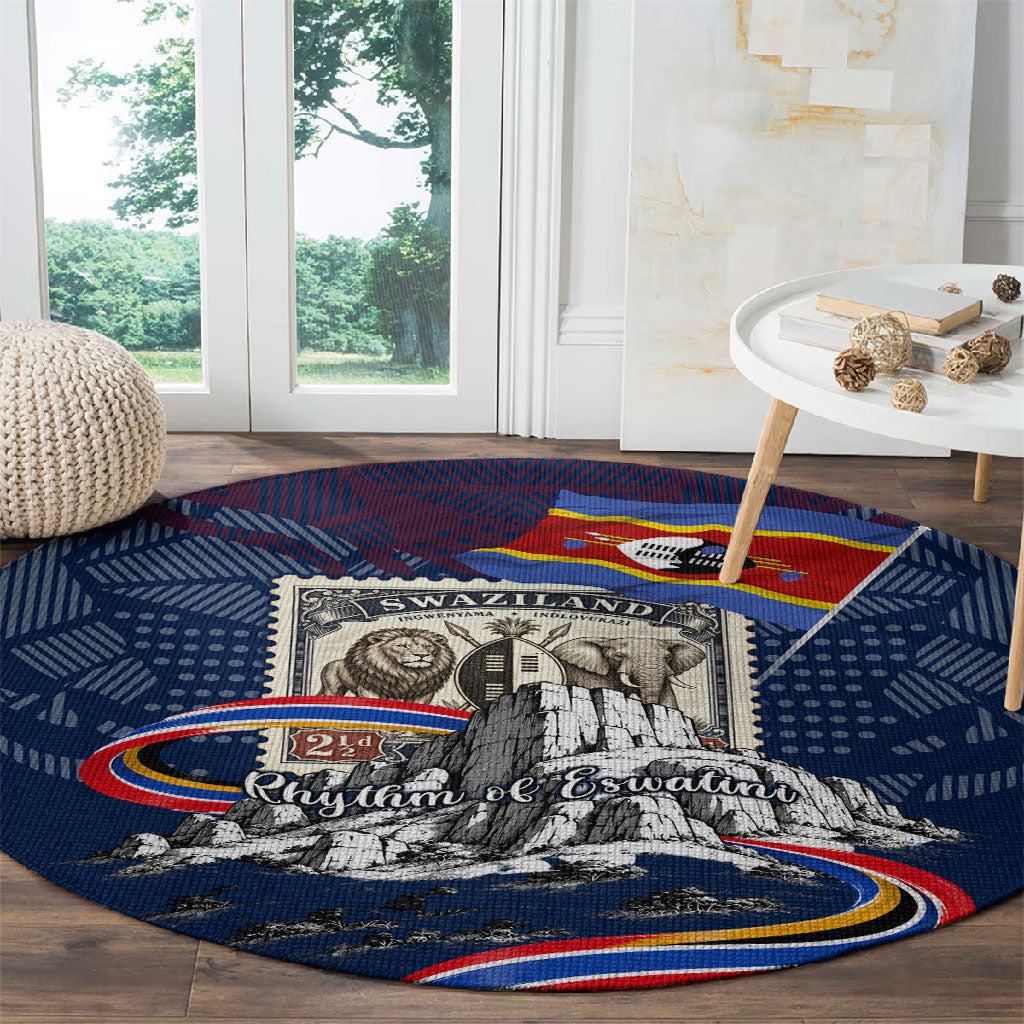 Eswatini Somhlolo Day Round Carpet Swazi Flag Stamp Traditional Dancer African Heritage Graphic