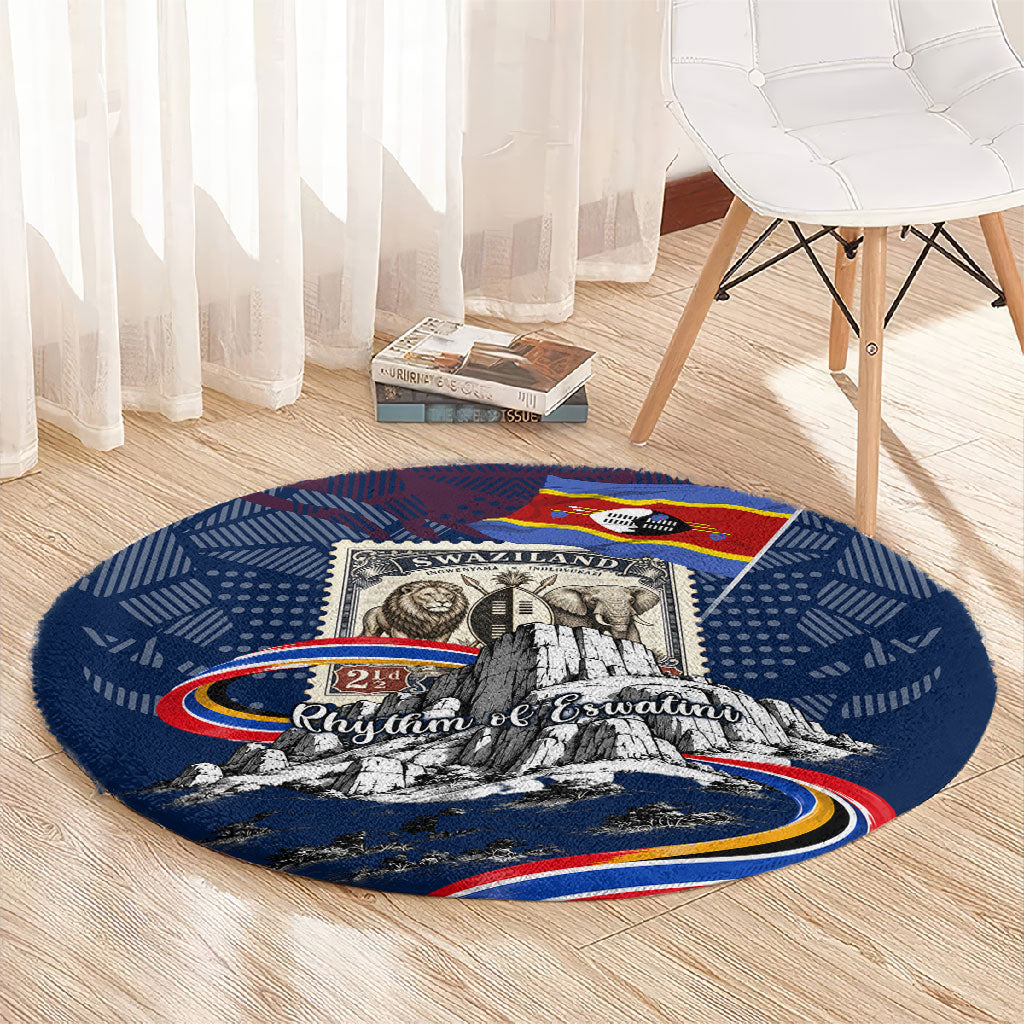 Eswatini Somhlolo Day Round Carpet Swazi Flag Stamp Traditional Dancer African Heritage Graphic