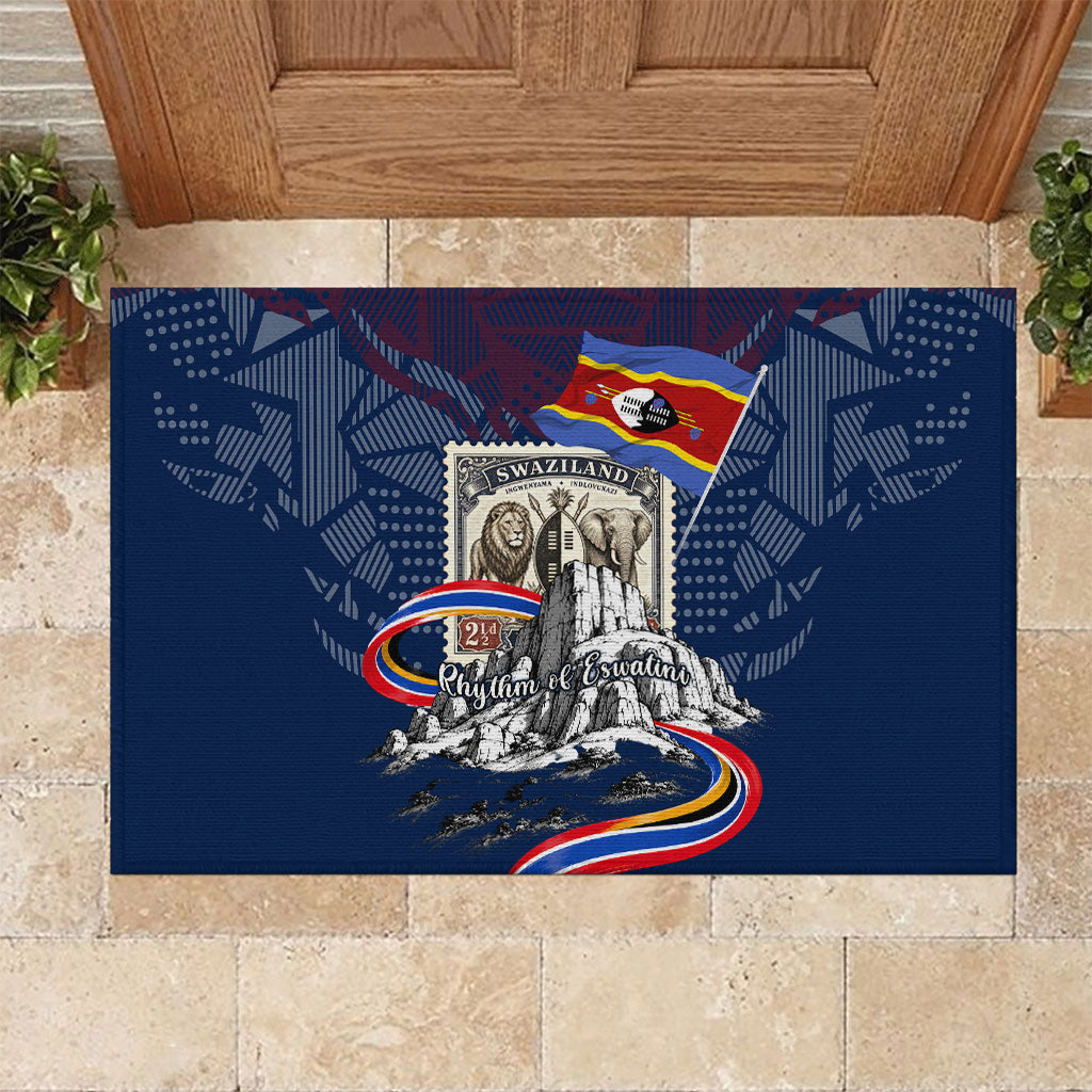 Eswatini Somhlolo Day Rubber Doormat Swazi Flag Stamp Traditional Dancer African Heritage Graphic