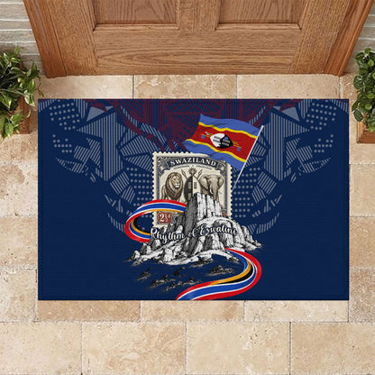 Eswatini Somhlolo Day Rubber Doormat Swazi Flag Stamp Traditional Dancer African Heritage Graphic