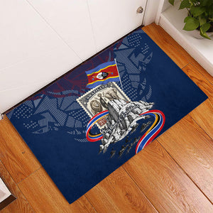 Eswatini Somhlolo Day Rubber Doormat Swazi Flag Stamp Traditional Dancer African Heritage Graphic