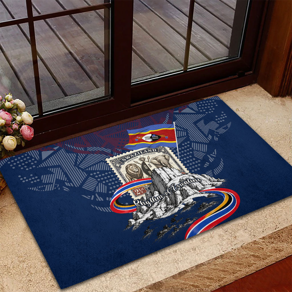 Eswatini Somhlolo Day Rubber Doormat Swazi Flag Stamp Traditional Dancer African Heritage Graphic