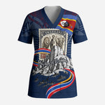 Eswatini Somhlolo Day Scrub Top Swazi Flag Stamp Traditional Dancer African Heritage Graphic