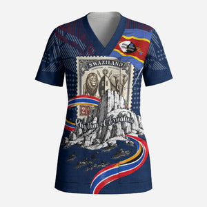 Eswatini Somhlolo Day Scrub Top Swazi Flag Stamp Traditional Dancer African Heritage Graphic