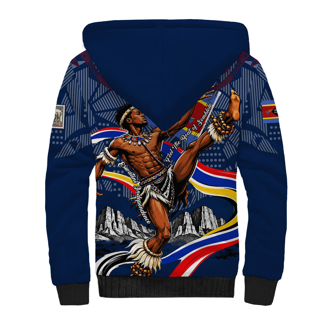 Eswatini Somhlolo Day Sherpa Hoodie Swazi Flag Stamp Traditional Dancer African Heritage Graphic