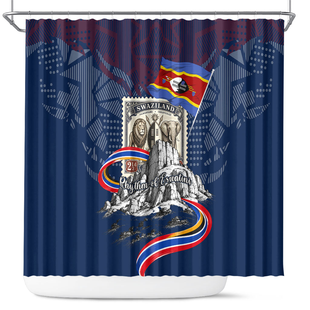 Eswatini Somhlolo Day Shower Curtain Swazi Flag Stamp Traditional Dancer African Heritage Graphic