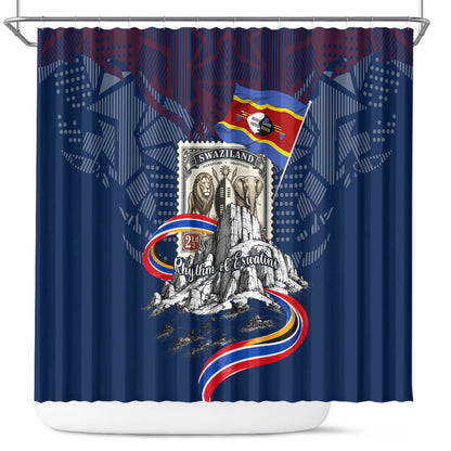 Eswatini Somhlolo Day Shower Curtain Swazi Flag Stamp Traditional Dancer African Heritage Graphic