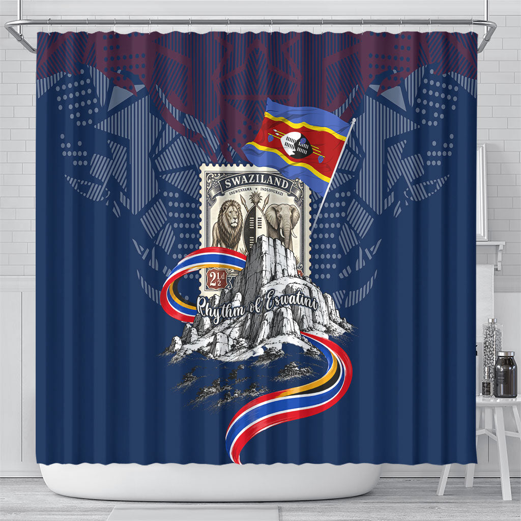 Eswatini Somhlolo Day Shower Curtain Swazi Flag Stamp Traditional Dancer African Heritage Graphic