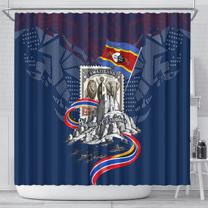 Eswatini Somhlolo Day Shower Curtain Swazi Flag Stamp Traditional Dancer African Heritage Graphic