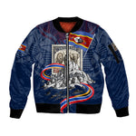 Eswatini Somhlolo Day Sleeve Zip Bomber Jacket Swazi Flag Stamp Traditional Dancer African Heritage Graphic