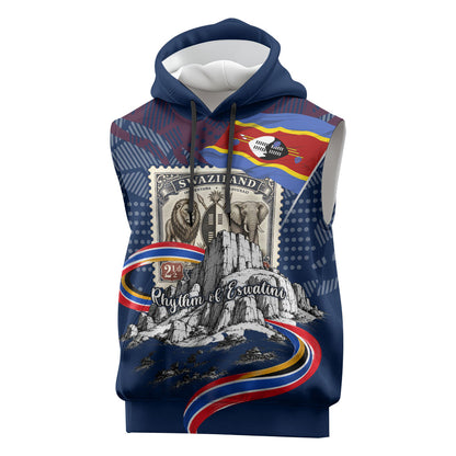Eswatini Somhlolo Day Sleeveless Hoodie Swazi Flag Stamp Traditional Dancer African Heritage Graphic