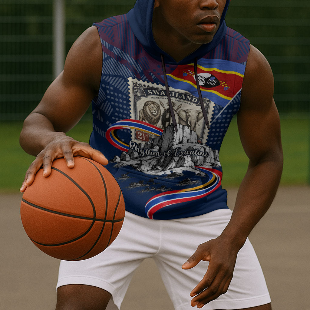 Eswatini Somhlolo Day Sleeveless Hoodie Swazi Flag Stamp Traditional Dancer African Heritage Graphic
